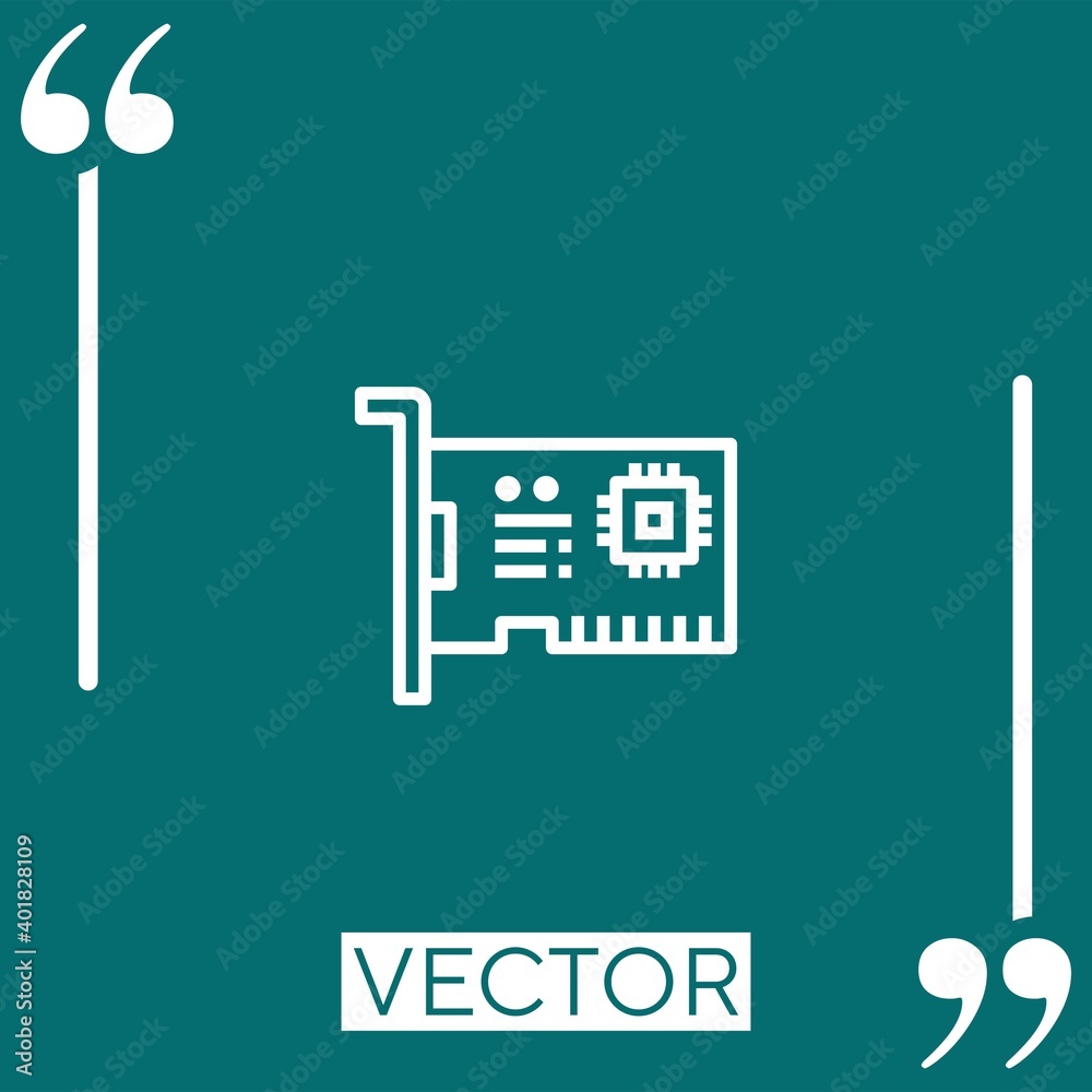 Poster network interface card vector icon linear icon. editable stroke line