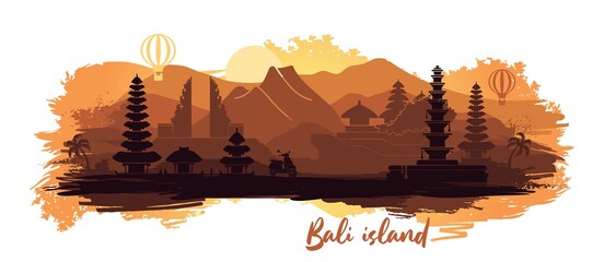 Fototapeta Abstract landscape of the Indonesian island of Bali with the main attractions obraz