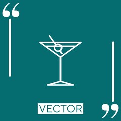 martini with an olive vector icon Linear icon. Editable stroke line