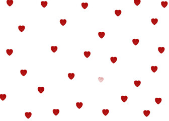 Pattern made of red heart on white background. Minimal concept