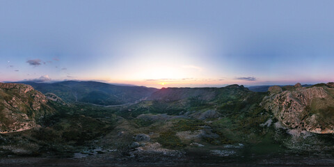 Fototapeta premium 360 degree virtual reality panorama of the Rocche del Crasto, a mountainous and rocky complex where golden eagle nests, Nebrodi, Sicily, Italy.