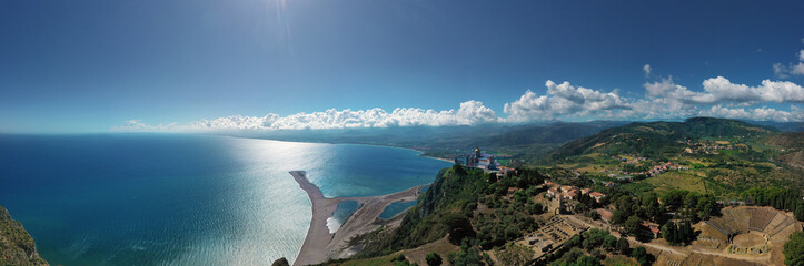 180 degree virtual reality panorama of Tindari and Marinello lakes in Sicily, Italy.