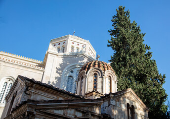 Greek Metropolitan and Agios Eleftherios Church, Athens Greece. Under view.