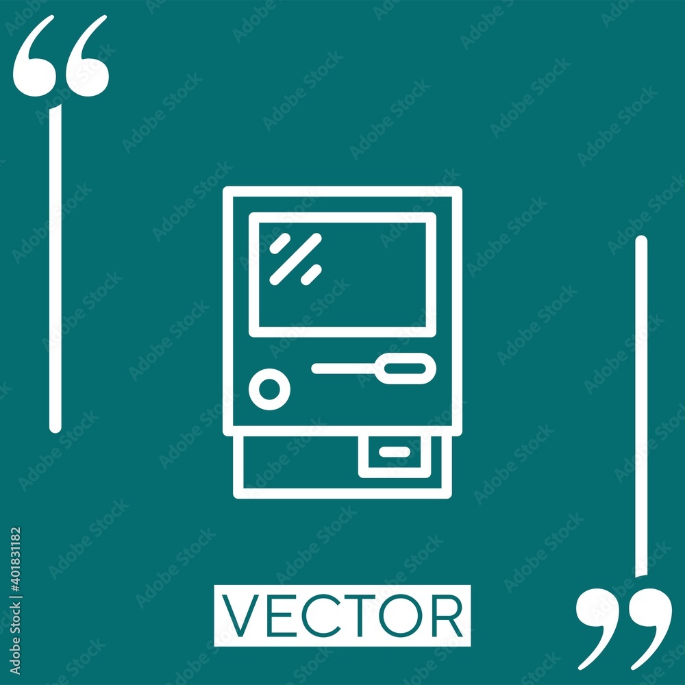 Poster old computer vector icon linear icon. editable stroke line