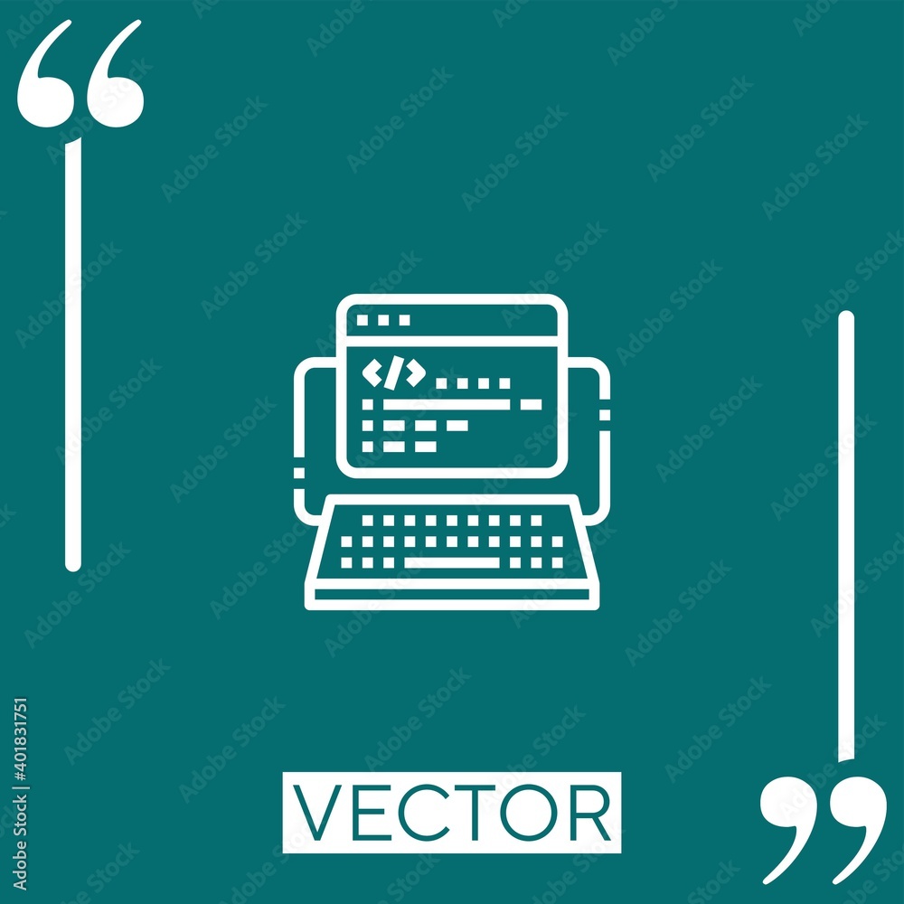 Poster coding vector icon linear icon. editable stroked line