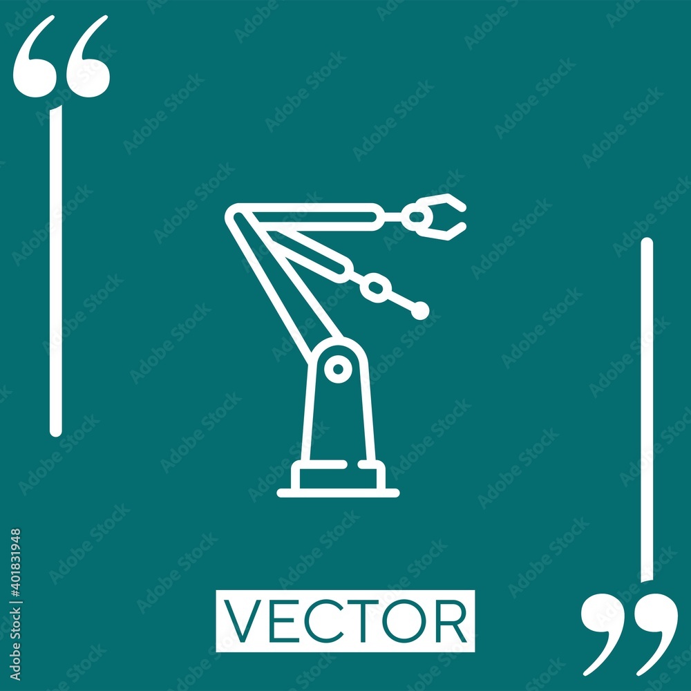 Poster robot arm vector icon linear icon. editable stroke line