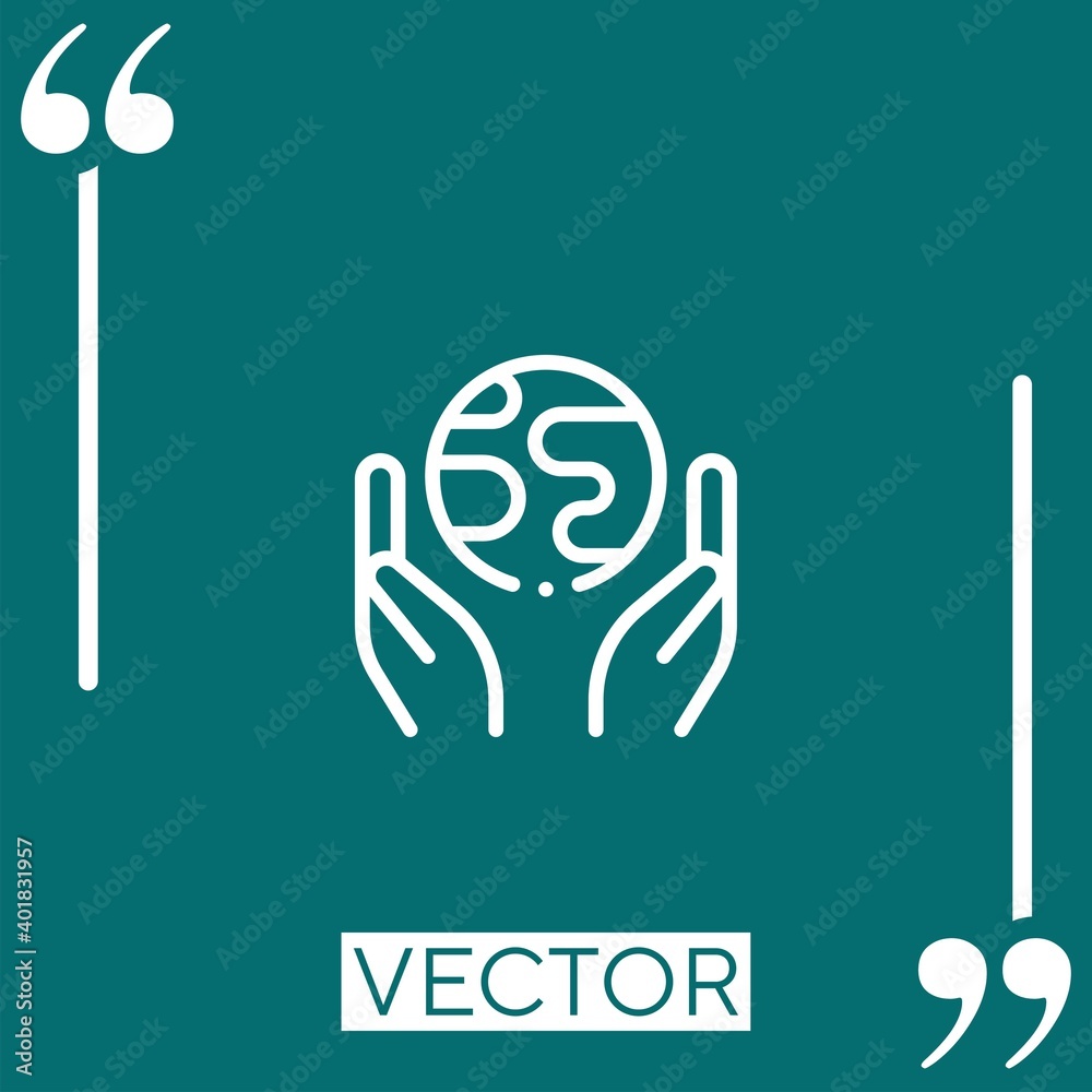 Poster save the planet vector icon linear icon. editable stroked line