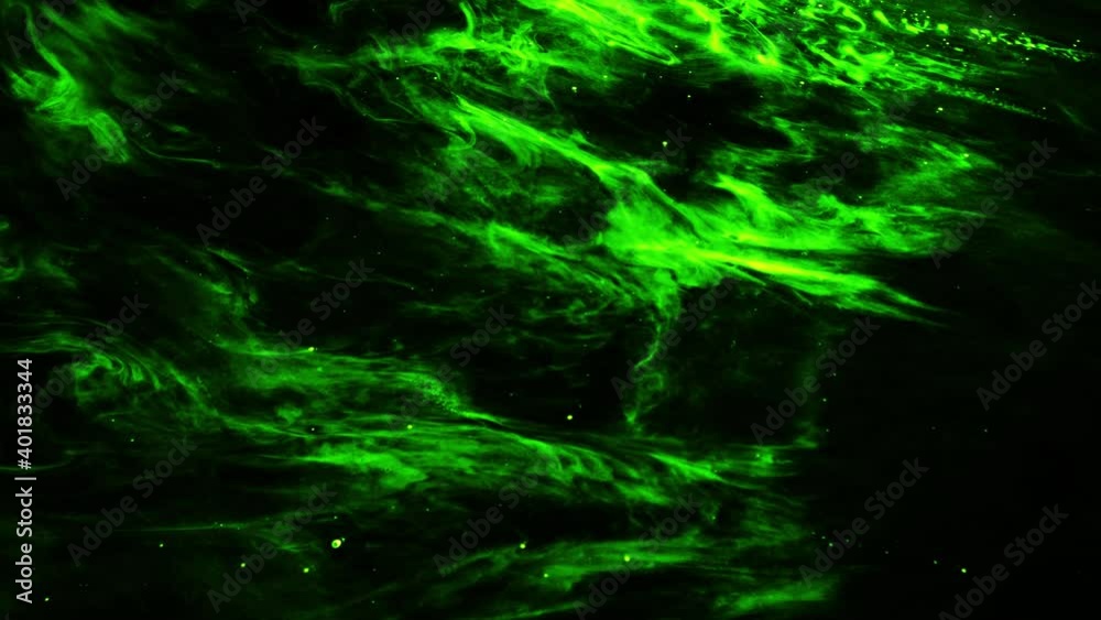 Wall mural the surface of green nebula clouds floating in the universe.
