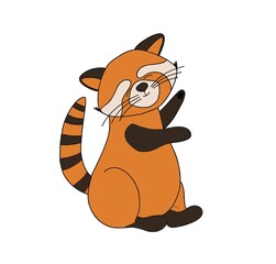 red panda, cat bear. Character cute beast. Funny animals. Autumn decoration. illustration isolated on white background