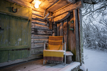 Winter village. Cold winter landscape.
