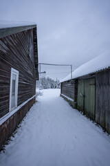 Fototapeta na wymiar Winter village. Cold winter landscape. 