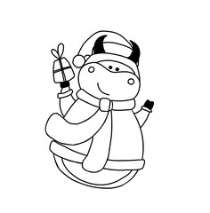 Year of the bull. Ox coloring page The animals are horned. Children's illustration bull or ox. Christmas and New Year. symbol of the year. 2021