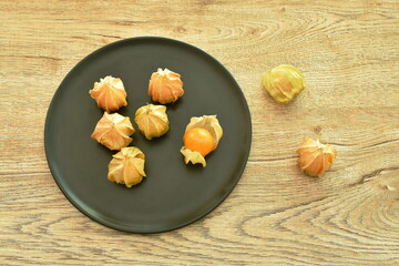 cape gooseberry peel out on table