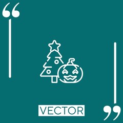 christmas tree vector icon Linear icon. Editable stroked line