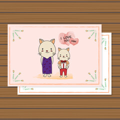 Cute card animal cat for mother day design template