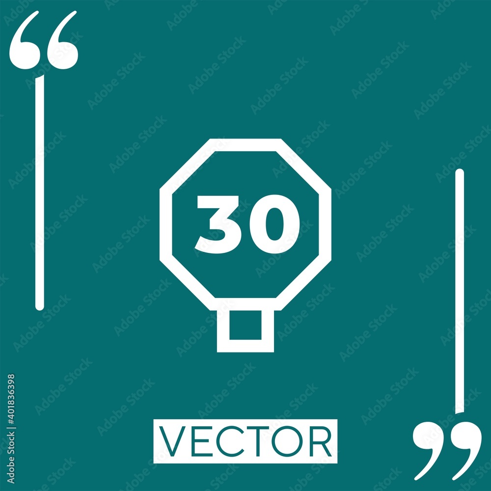 Poster speed limit vector icon linear icon. editable stroked line