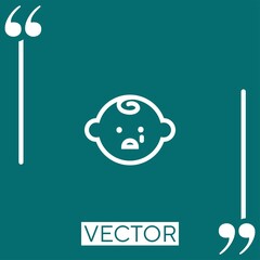 baby face crying vector icon Linear icon. Editable stroke line