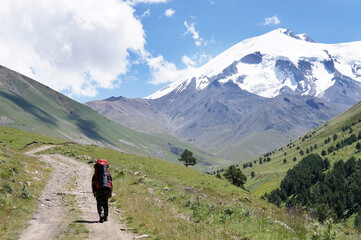Fototapeta na wymiar hiking in the mountains, Elbrus, Caucasus, Russia