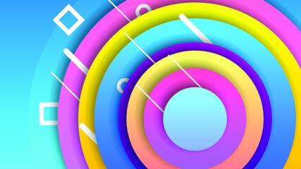 Abstract Colorful Gradient Background With Color Geometric Figures Different Shapes And White Line Vector Design Style