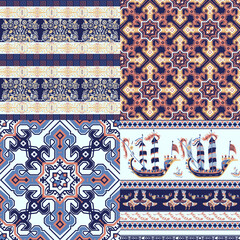 Set of seamless patterns with patterns in the Greek style.
