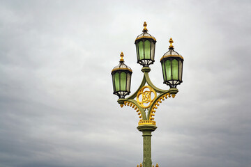 Fototapeta na wymiar Lamp on the Westminster bridge, London, UK