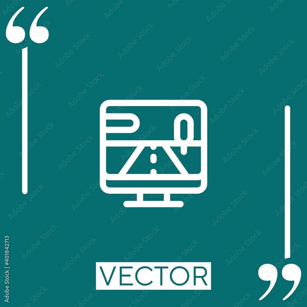 Poster car simulation vector icon linear icon. editable stroked line