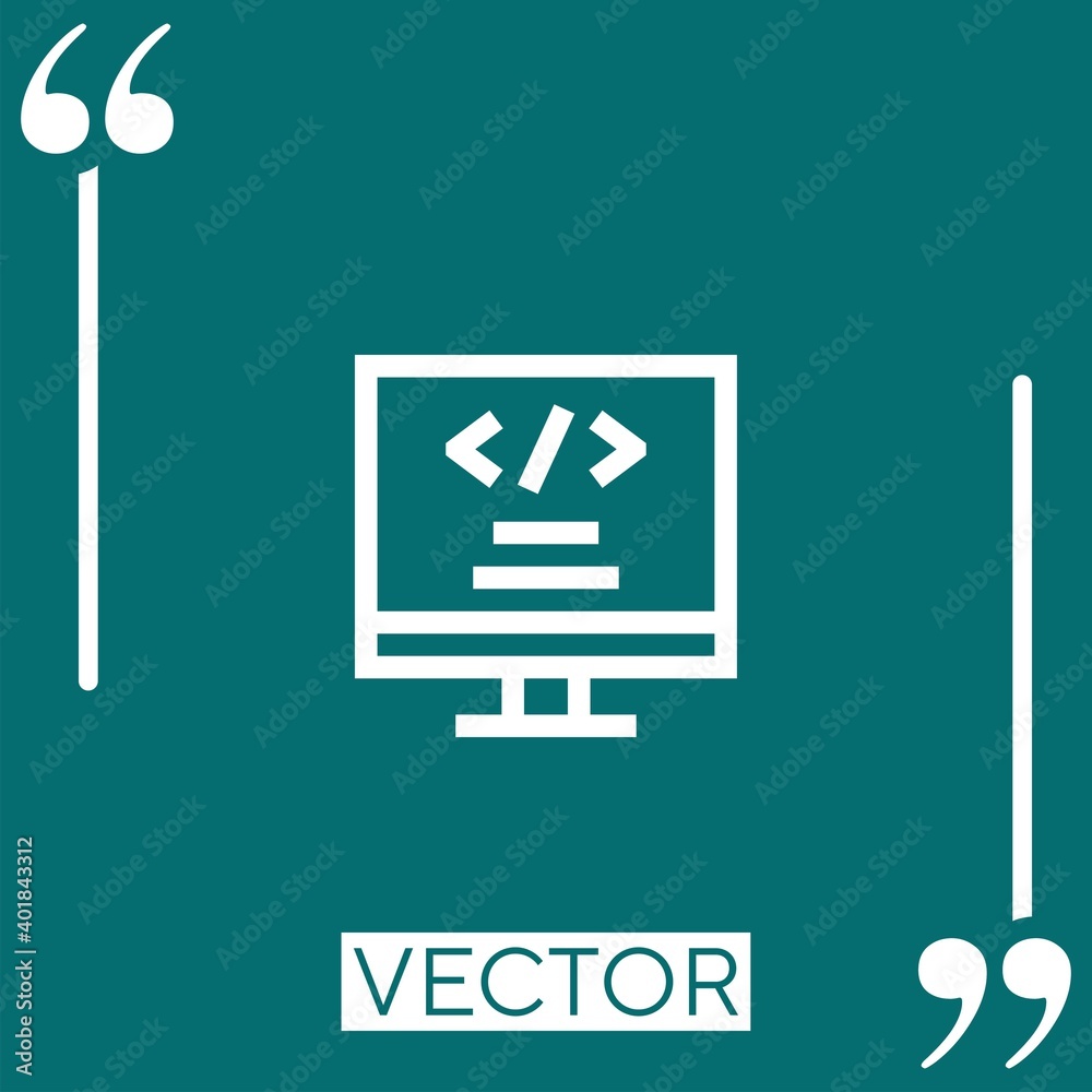 Poster web programming linear icon. editable stroke line