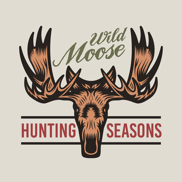 Vintage Wild Moose Hunting and Adventure Emblem Badge