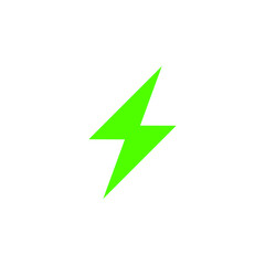 green lightning icon on white background, vector illustration