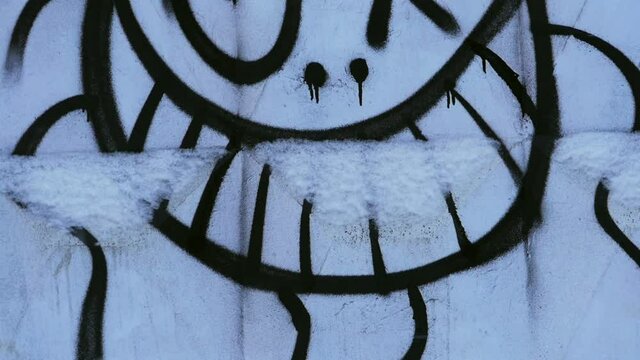 virus, graffiti panorama close-up, winter cold weather, covid concept