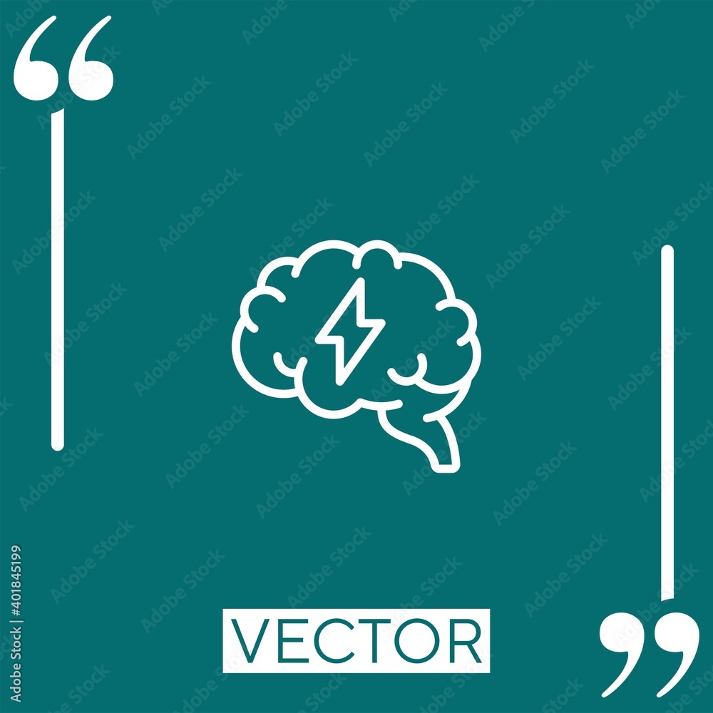 Poster brain linear icon. editable stroke line