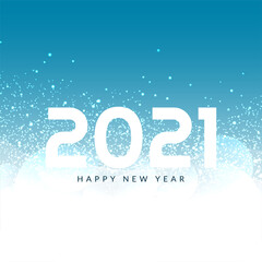 Happy new year 2021 glitters light blue background