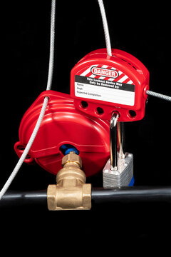 gate valve secured by donut and cable lockout