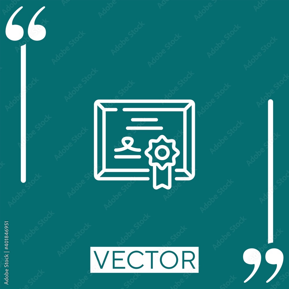 Poster certificate vector icon linear icon. editable stroked line
