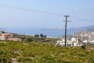 Obraz premium Santorini Island seen from the Pyrgos viewpoint. Cyclades, Greece