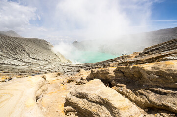 Ijen volcano in East Java, Indonesia