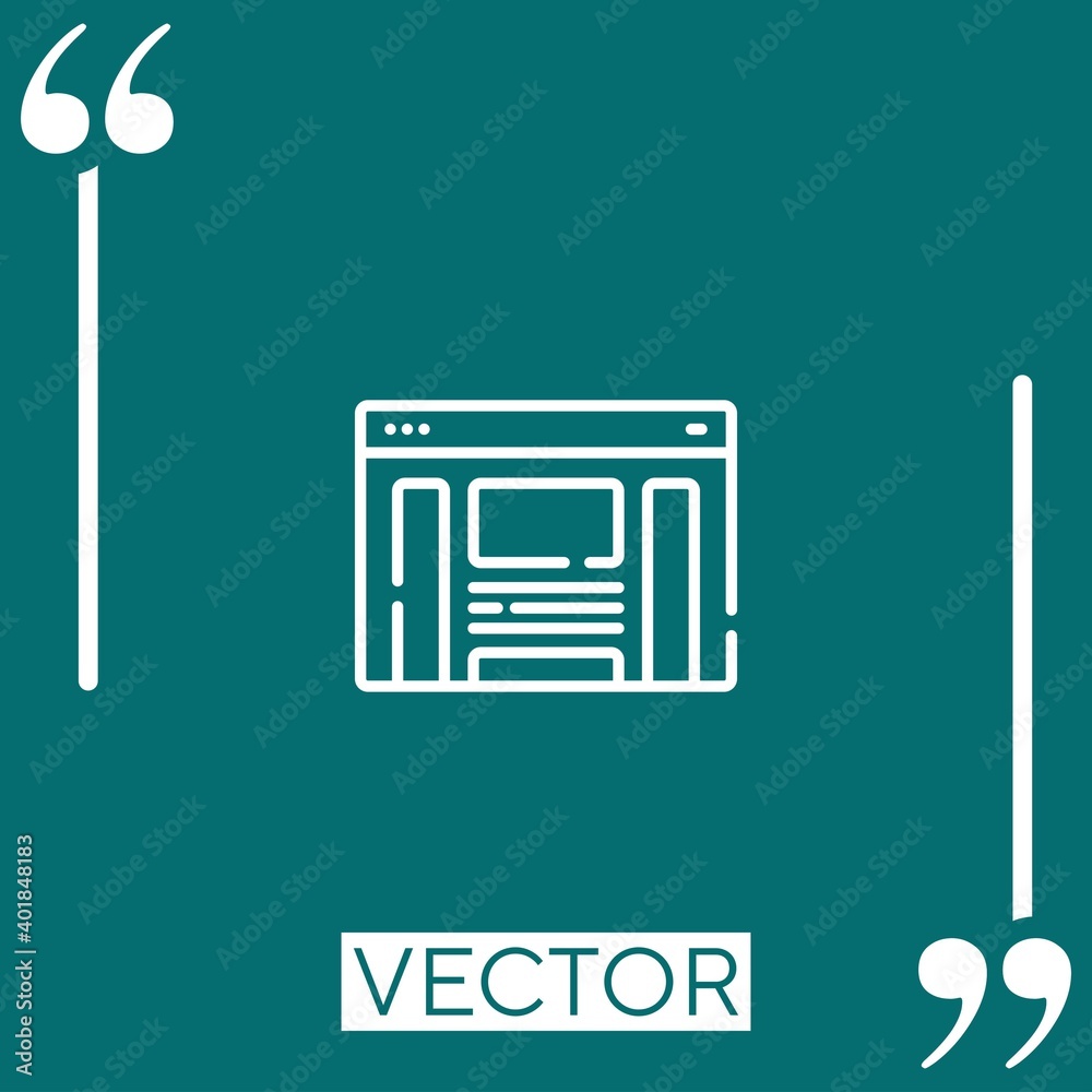 Poster webpage vector icon linear icon. editable stroked line