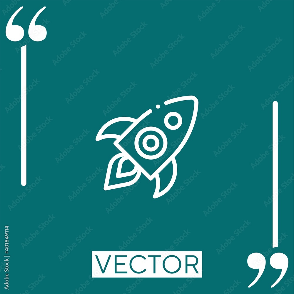 Poster rocket vector icon linear icon. editable stroked line