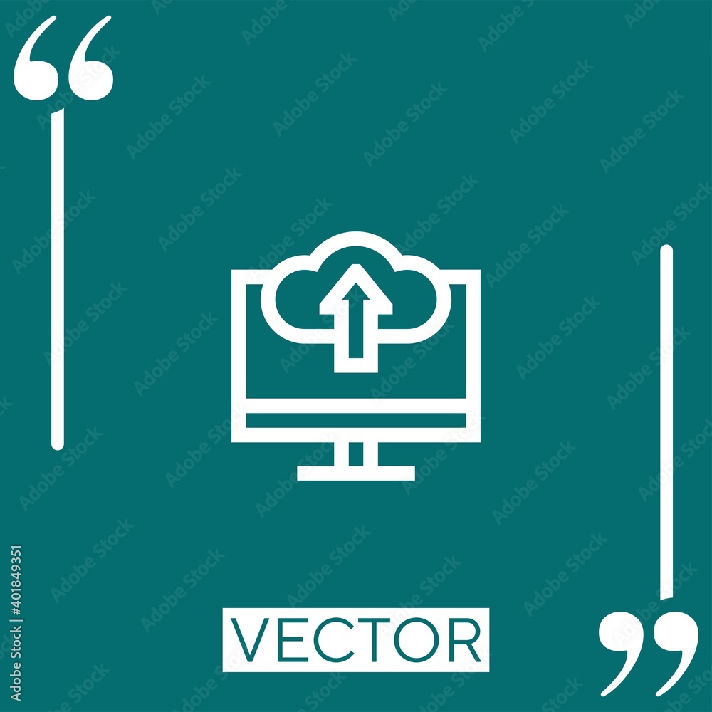 Poster cloud upload vector icon linear icon. editable stroked line
