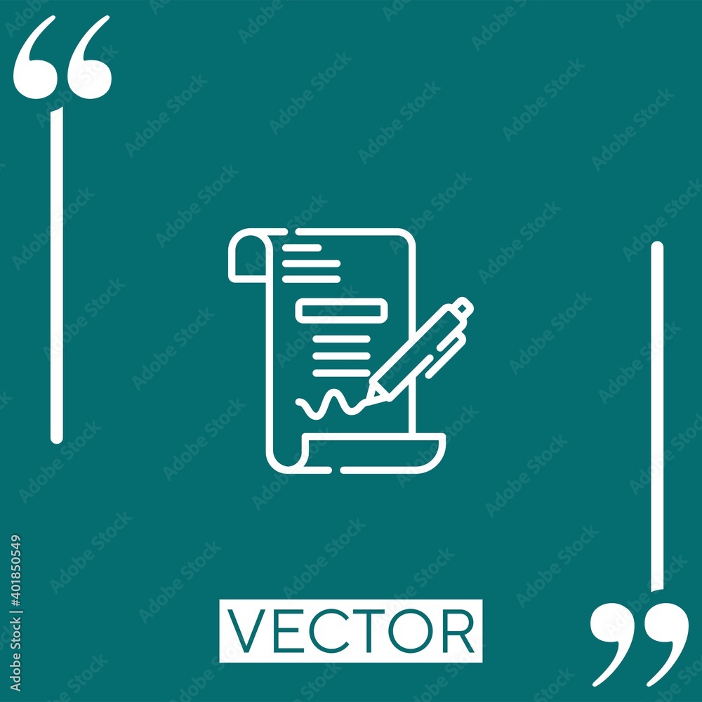 Poster contract vector icon linear icon. editable stroked line