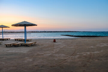 Sunset on the lonely beach 