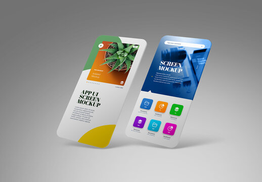 App UI Screen Mockup Smartphone Perspective