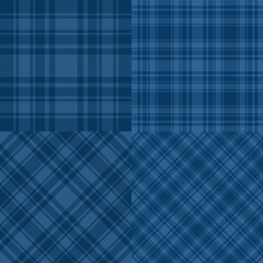 Blue checkered seamless pattern. Vector cage abstract background. Trend lumberjack Merry Christmas and New Year design tartan texture - 401852306