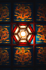Obraz premium Lamp and decorated ceiling in Dragons Gate. Sweden