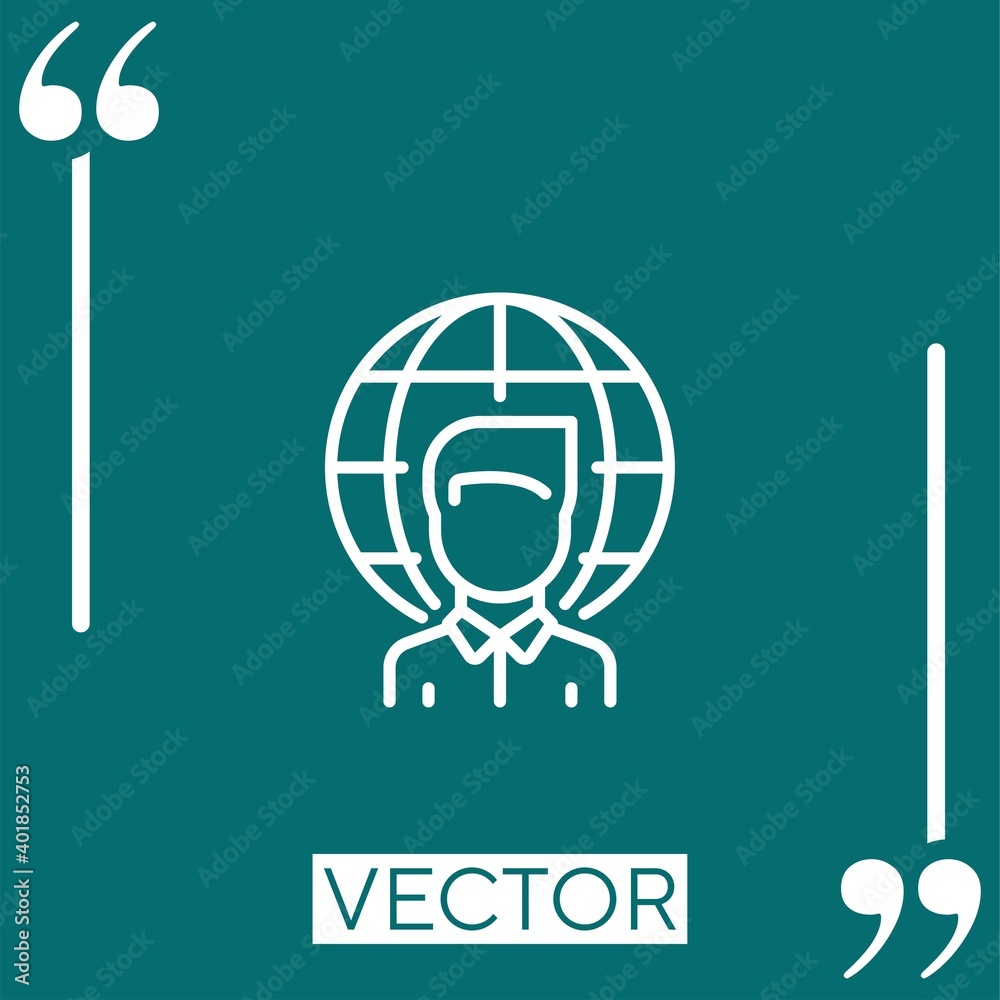 Poster worker vector icon linear icon. editable stroked line