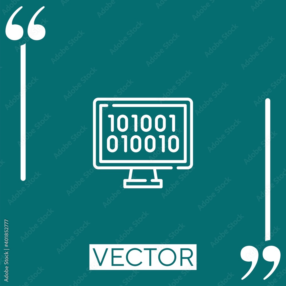Poster binary code vector icon linear icon. editable stroked line