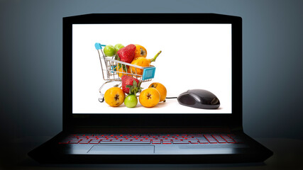 online shopping concept visual on computer screen