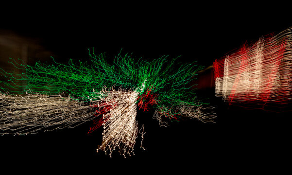 Time exposures of Christmas lights in a Florida neighborhood.