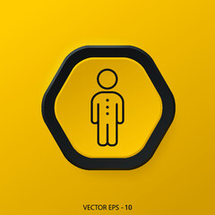 People Icon on hexagon yellow Internet Button Original Illustration