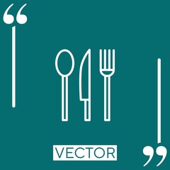 silver cutlery Linear icon. Editable stroke line